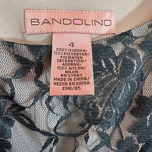 Bandolino Womens Size 4 Blouse Asymmetrical Hem Fairly Lace Trim Top Ribbon Bow - Picture 4 of 14